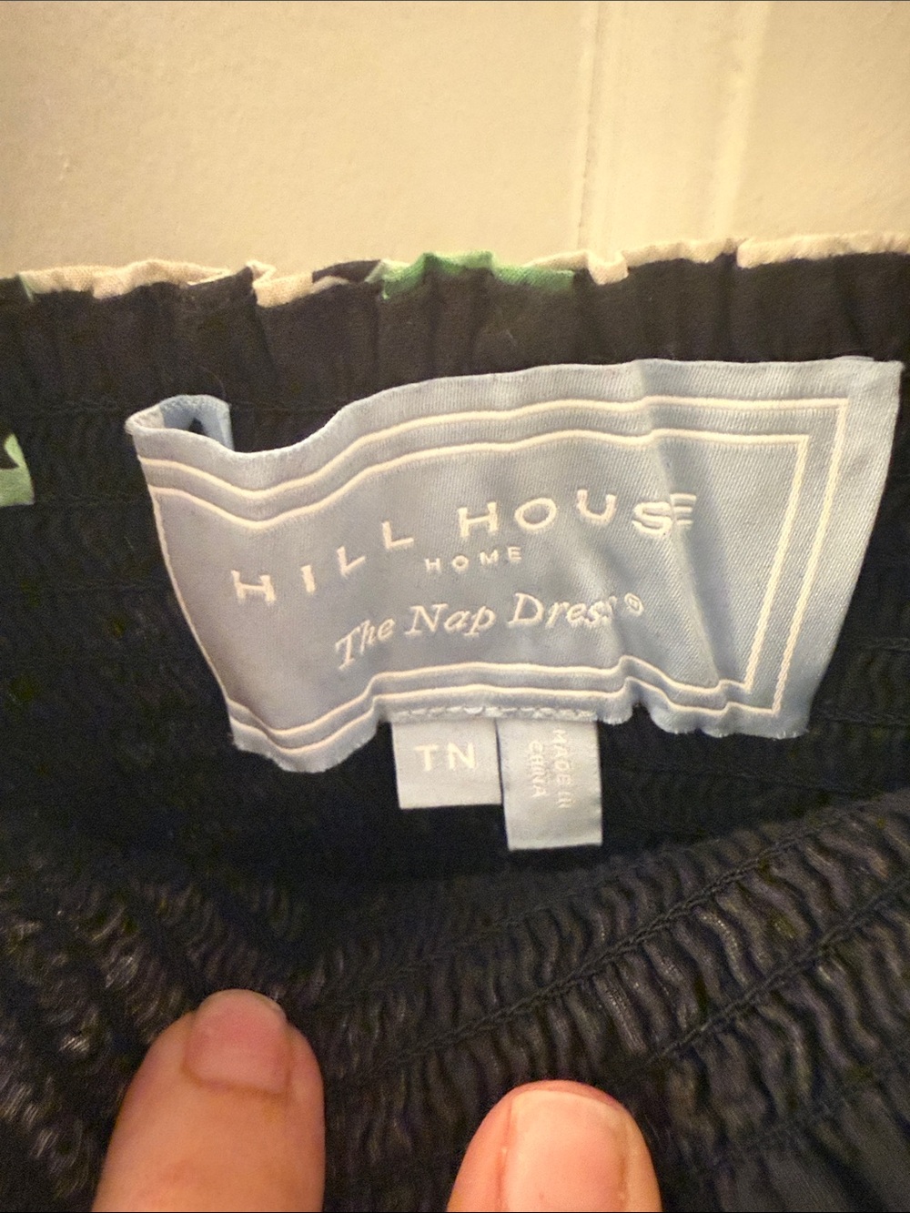 Hill House Black, Creamy White & Green Floral Smocked Mini Dress - Picture 2 of 4